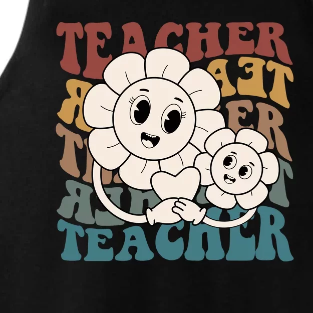 Retro Teacher Cute Gift Sunflower Heart Ladies Tri-Blend Wicking Tank