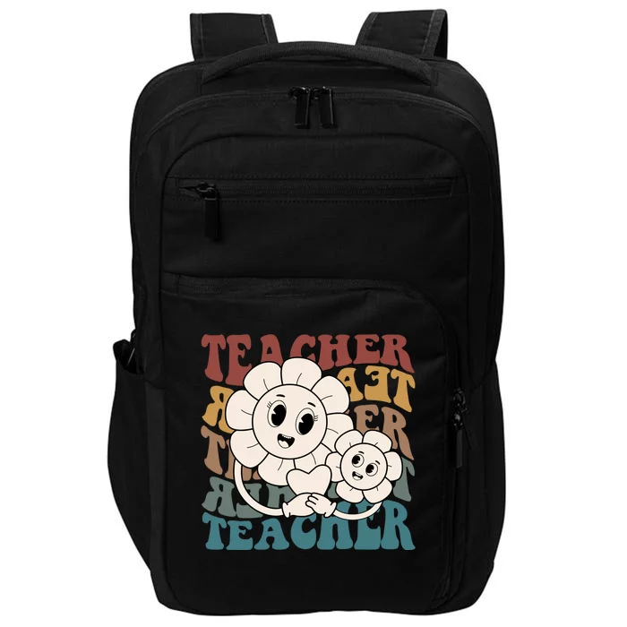 Retro Teacher Cute Gift Sunflower Heart Impact Tech Backpack