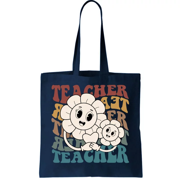 Retro Teacher Cute Gift Sunflower Heart Tote Bag