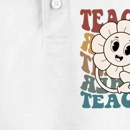 Retro Teacher Cute Gift Sunflower Heart Dry Zone Grid Performance Polo