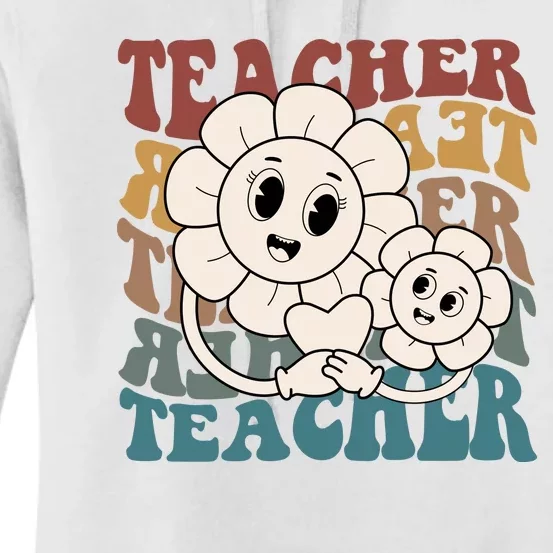 Retro Teacher Cute Gift Sunflower Heart Women's Pullover Hoodie