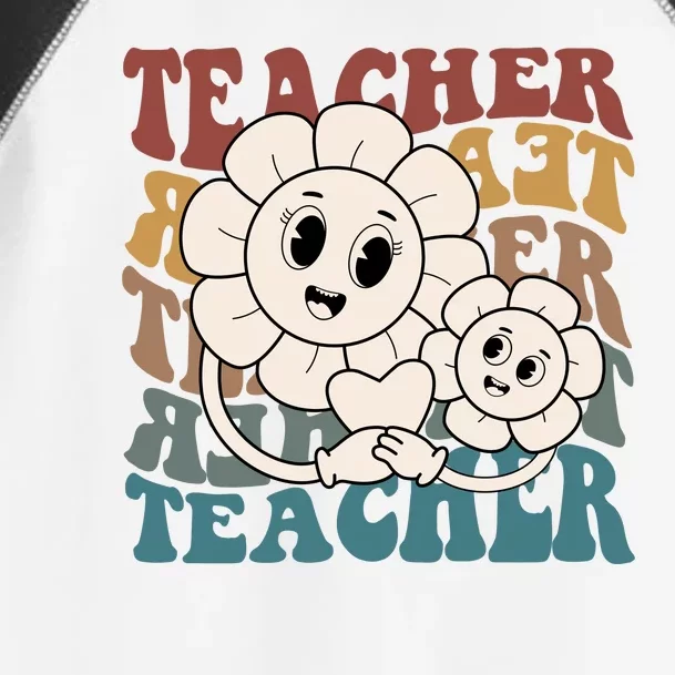 Retro Teacher Cute Gift Sunflower Heart Toddler Fine Jersey T-Shirt