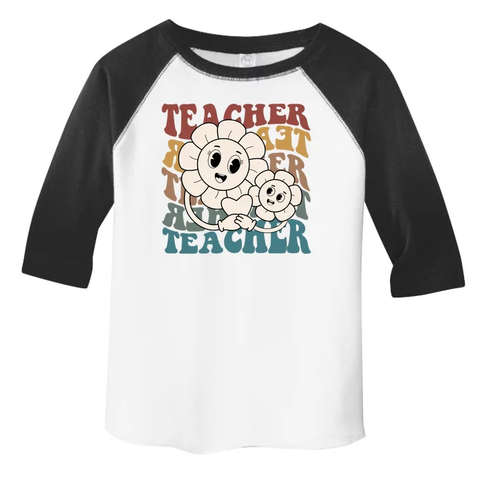 Retro Teacher Cute Gift Sunflower Heart Toddler Fine Jersey T-Shirt