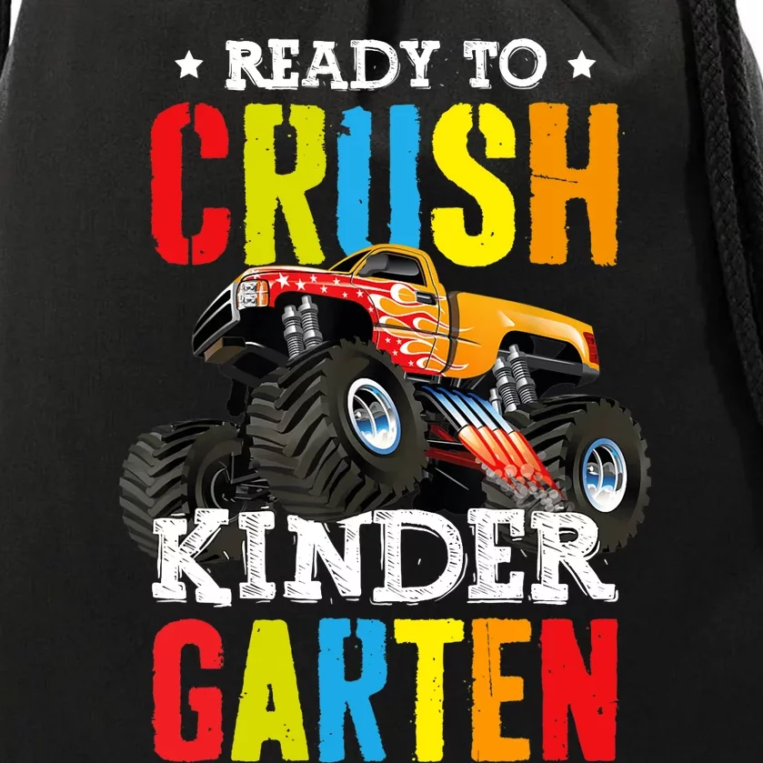 Ready To Crush Kindergarten Boy Monster Truck Back To School Drawstring Bag