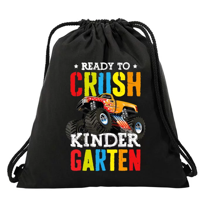 Ready To Crush Kindergarten Boy Monster Truck Back To School Drawstring Bag