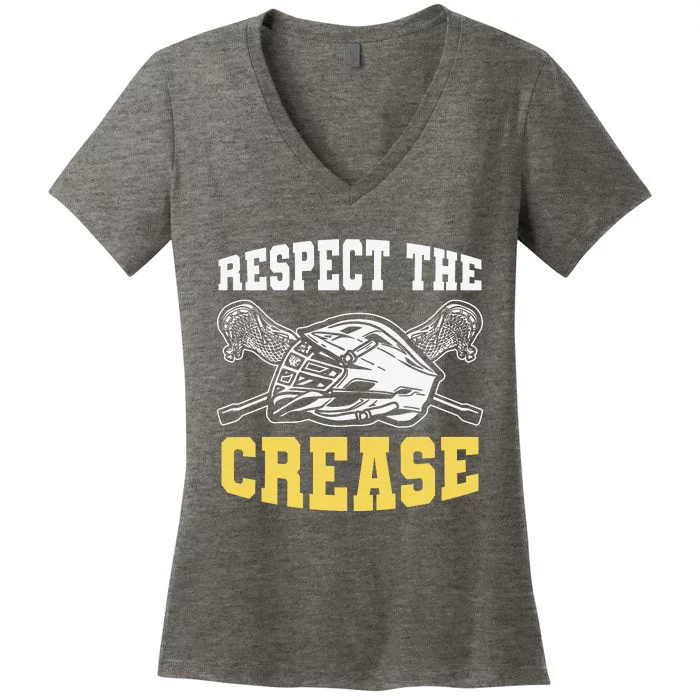 Respect The Crease Lacrosse Goalie Lacrosse Plus Size Shirts For Men And Women Women's V-Neck T-Shirt