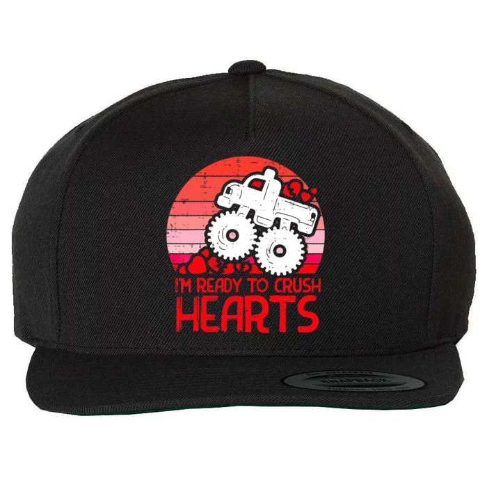 Ready To Crush Hearts Monster Truck Toddler Boys Valentine Wool Snapback Cap