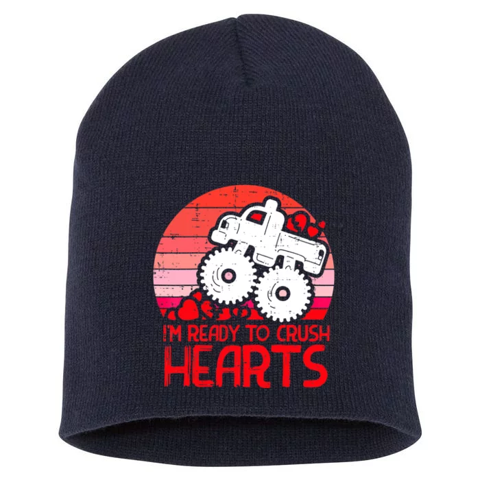 Ready To Crush Hearts Monster Truck Toddler Boys Valentine Short Acrylic Beanie