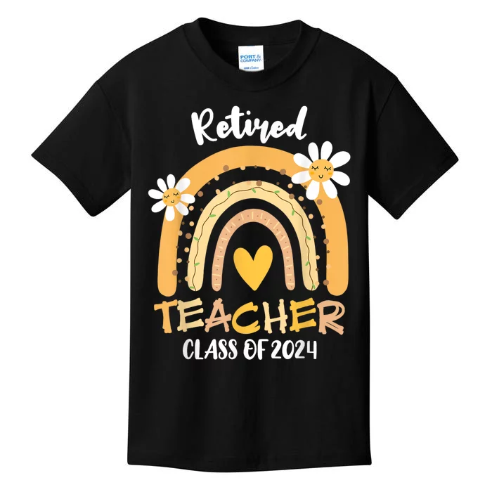 Retired Teacher Class Of 2024 Rainbow Teachers Retirement Kids T-Shirt