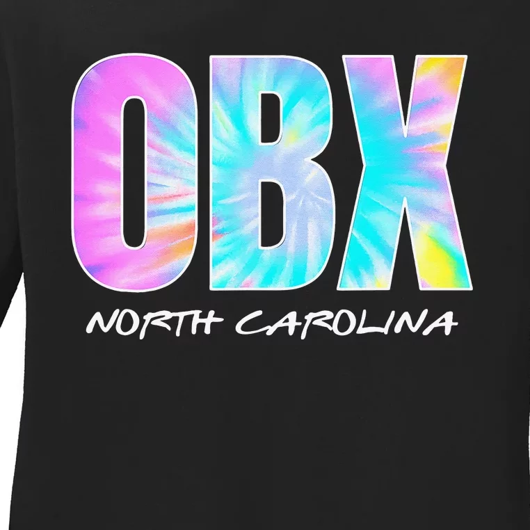 Retro Tie Dye OBX North Carolina Outer Banks Ladies Long Sleeve Shirt