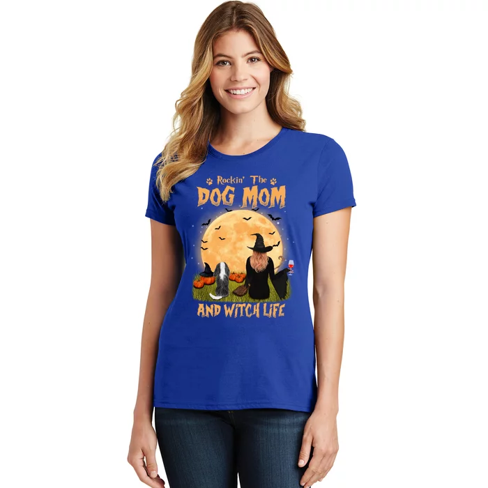 Rocking The Dog Mom And Witch Life Cavalier Halloween Gift Women's T-Shirt