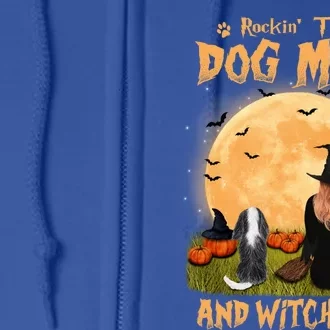 Rocking The Dog Mom And Witch Life Cavalier Halloween Gift Full Zip Hoodie