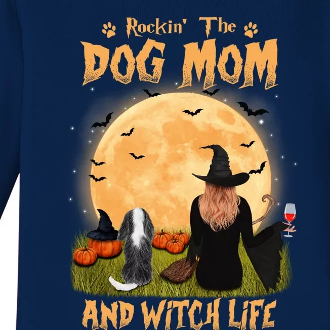 Rocking The Dog Mom And Witch Life Cavalier Halloween Gift Baby Long Sleeve Bodysuit