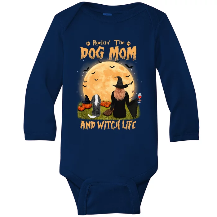 Rocking The Dog Mom And Witch Life Cavalier Halloween Gift Baby Long Sleeve Bodysuit