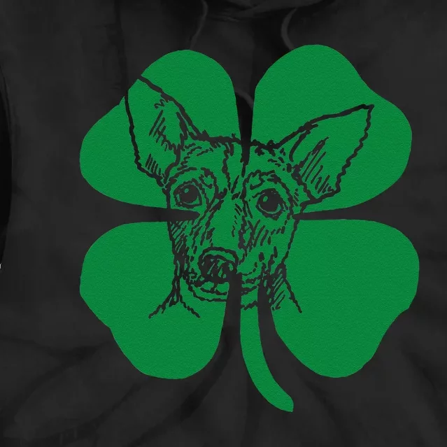 Rat Terrier Dog Face Head Green Shamrock Saint Patrick's Day Tie Dye Hoodie