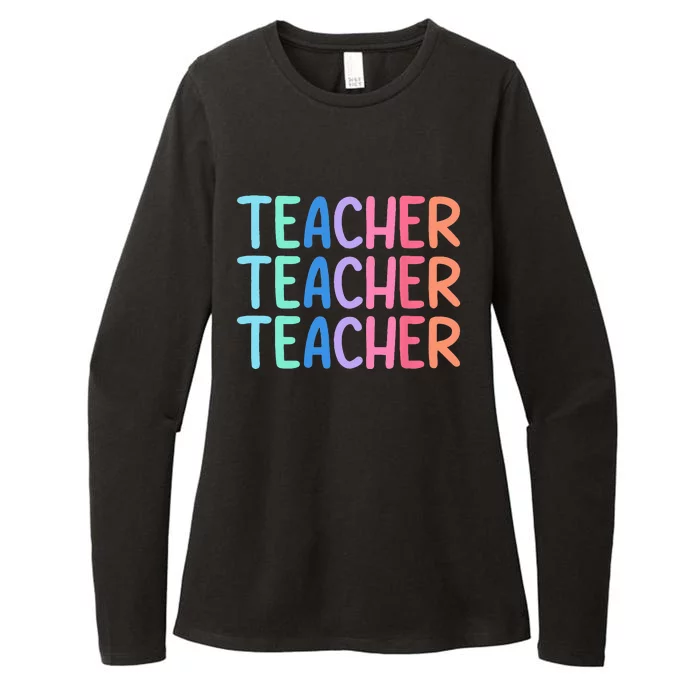 Retro Teacher Daisy Colorful Elementary School Teacher Womens CVC Long Sleeve Shirt