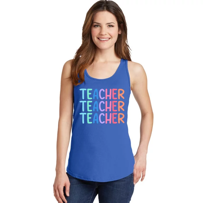 Retro Teacher Daisy Colorful Elementary School Teacher Ladies Essential Tank