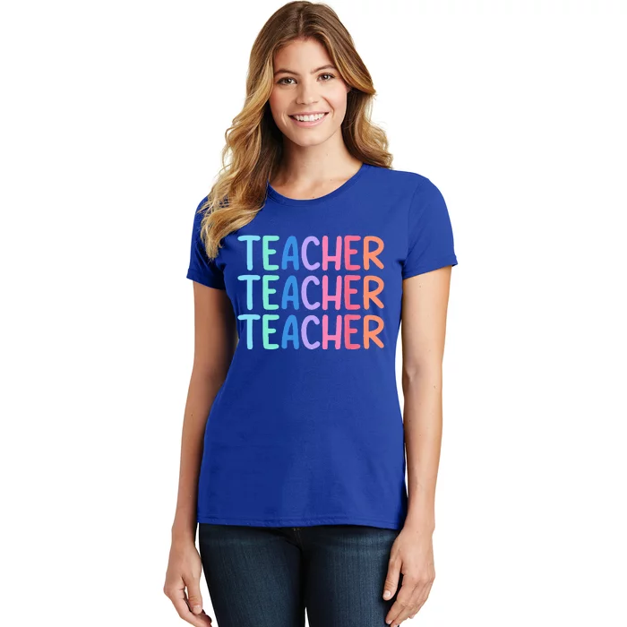 Retro Teacher Daisy Colorful Elementary School Teacher Women's T-Shirt