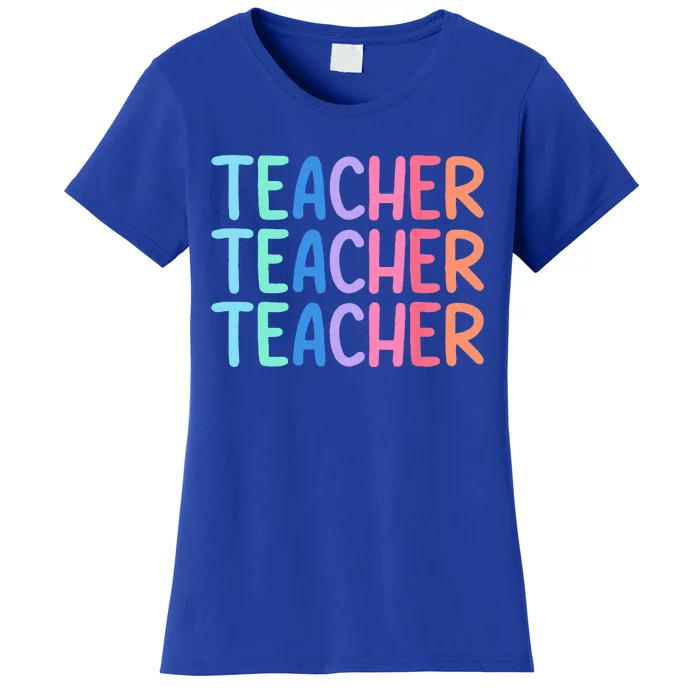 Retro Teacher Daisy Colorful Elementary School Teacher Women's T-Shirt