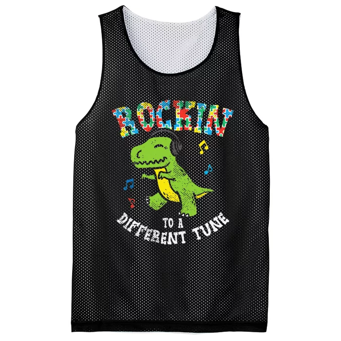 Rockin To Different Tune T-Rex Dance Autism Mesh Reversible Basketball Jersey Tank