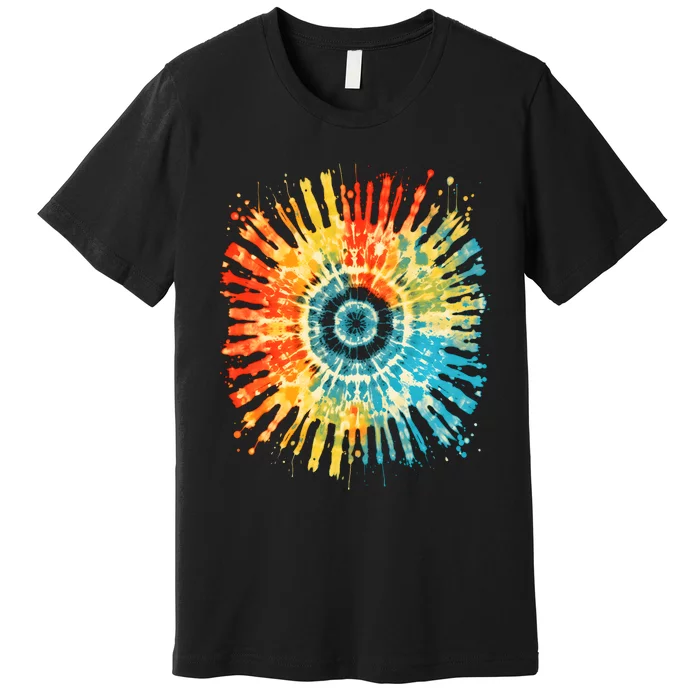 Retro Tie Dye 60s 70s Hippie Aesthetic Graphic Art Premium T-Shirt