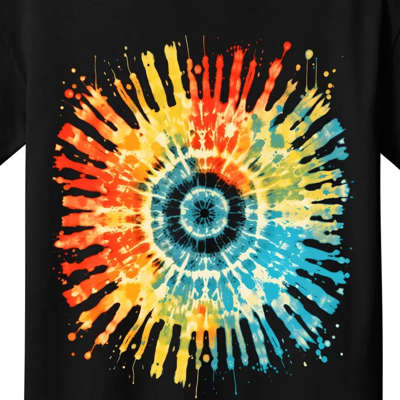 Retro Tie Dye 60s 70s Hippie Aesthetic Graphic Art Kids T-Shirt