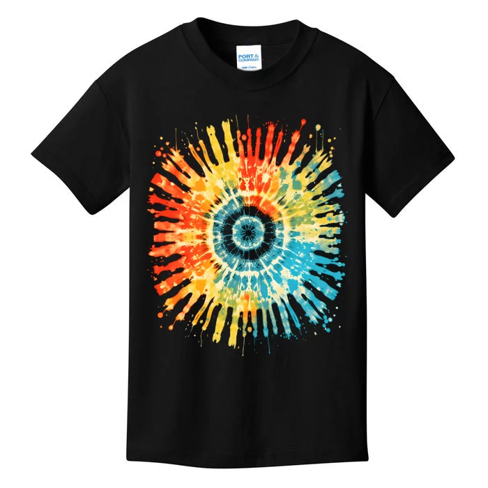 Retro Tie Dye 60s 70s Hippie Aesthetic Graphic Art Kids T-Shirt