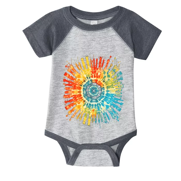 Retro Tie Dye 60s 70s Hippie Aesthetic Graphic Art Infant Baby Jersey Bodysuit