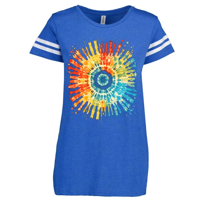 Retro Tie Dye 60s 70s Hippie Aesthetic Graphic Art Enza Ladies Jersey Football T-Shirt