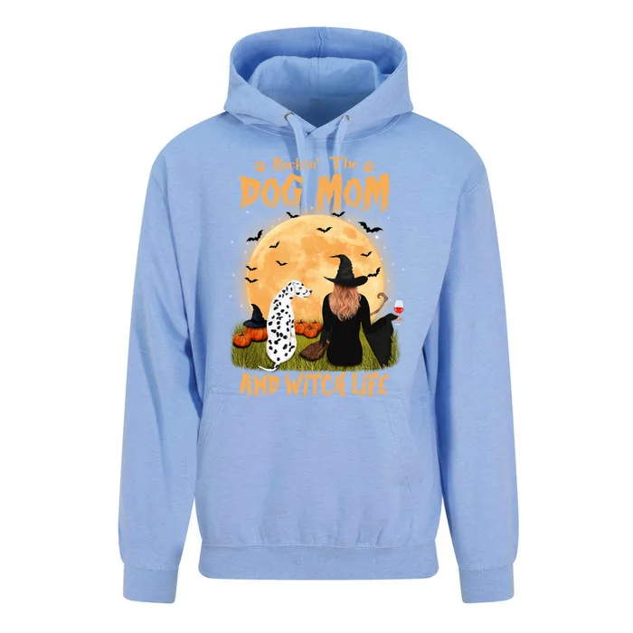 Rocking The Dog Mom And Witch Life Dalmatian Halloween Gift Unisex Surf Hoodie