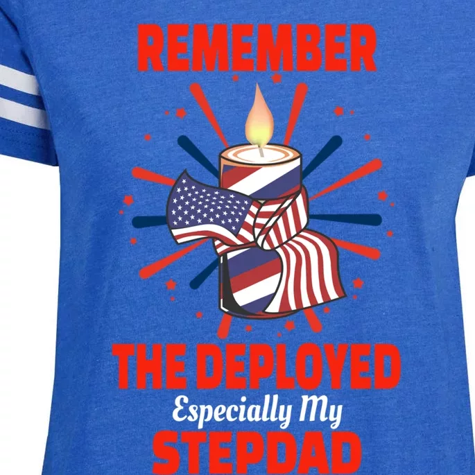 Remember The Deployed Stepdad Design Gift Enza Ladies Jersey Football T-Shirt