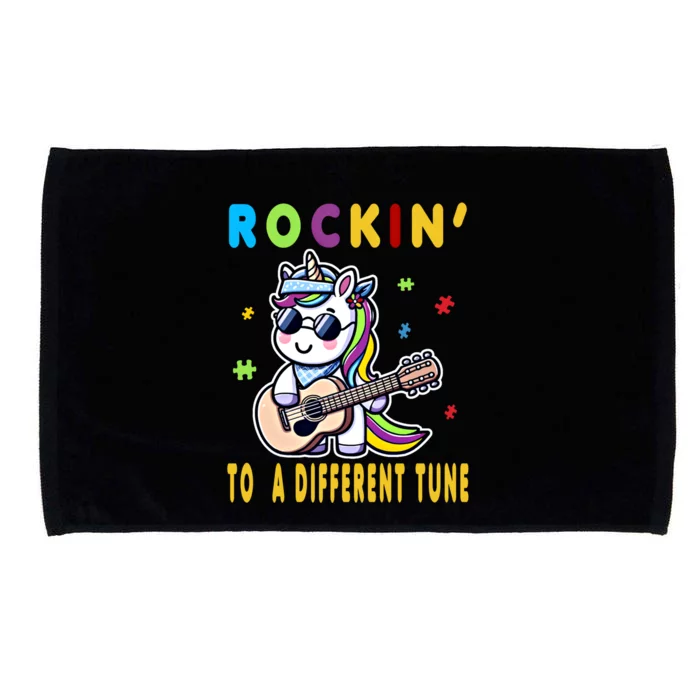 Rockin To Different Tune Guitar Autism Unicorn Gift Microfiber Hand Towel