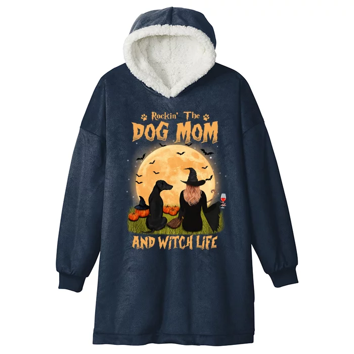 Rocking The Dog Mom And Witch Life Dobern Halloween Meaningful Gift Hooded Wearable Blanket