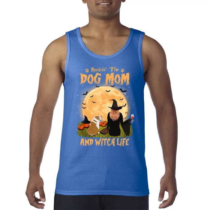 Rocking The Dog Mom And Witch Life English Bulldog Halloween Great Gift Tank Top