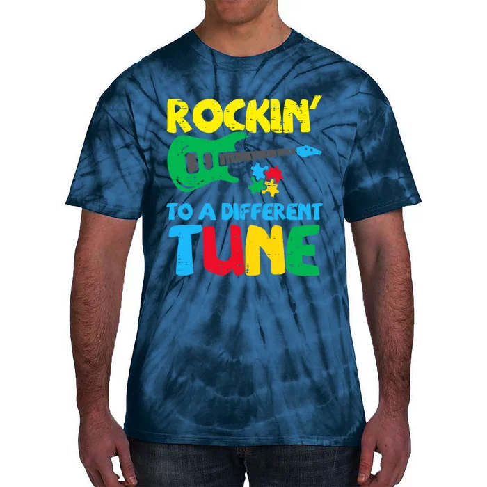 Rockin To Different Tune Guitar Autism Awareness Music Tie-Dye T-Shirt