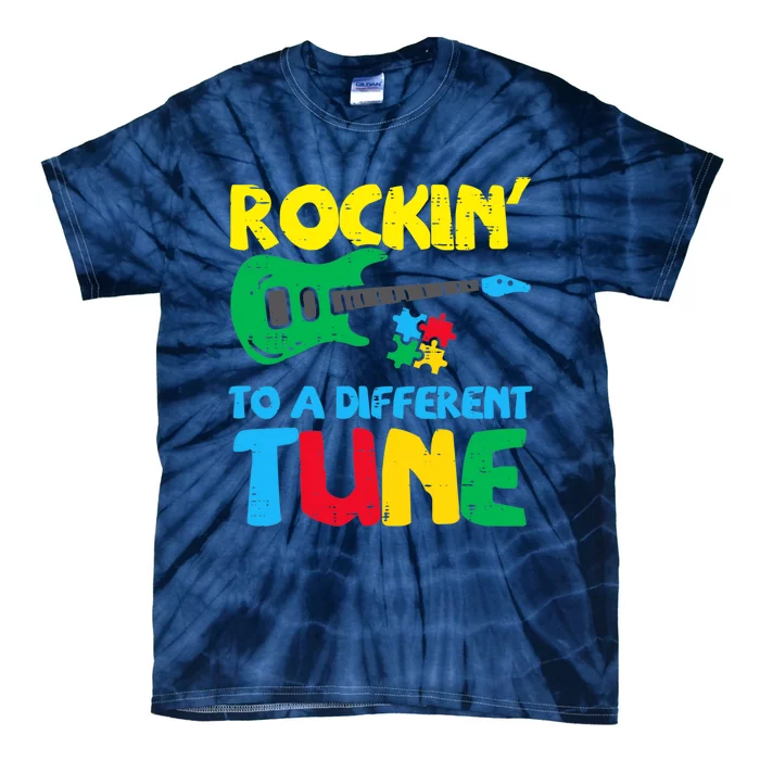 Rockin To Different Tune Guitar Autism Awareness Music Tie-Dye T-Shirt