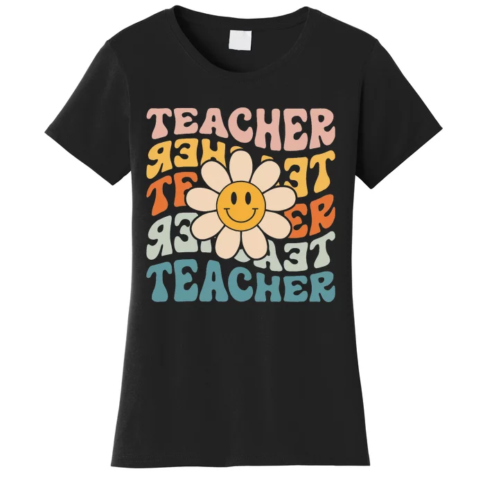 Retro Teacher Daisy Colorful Elementary School Teacher Women's T-Shirt