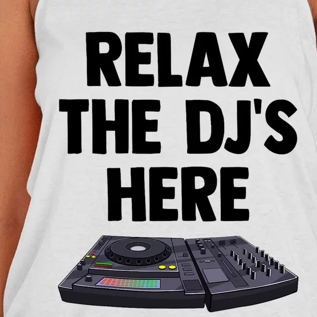 Relax The DjS Here Turntable Music Equalizer Women's Knotted Racerback Tank