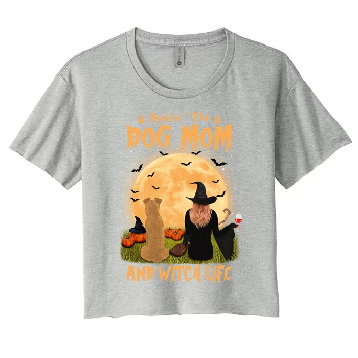 Rocking The Dog Mom And Witch Life Irish Setter Halloween Gift Women's Crop Top Tee