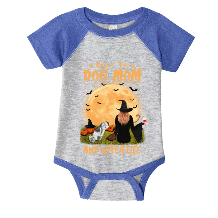 Rocking The Dog Mom And Witch Life Lhasa Apso Halloween Gift Infant Baby Jersey Bodysuit