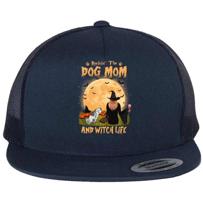 Rocking The Dog Mom And Witch Life Lhasa Apso Halloween Gift Flat Bill Trucker Hat