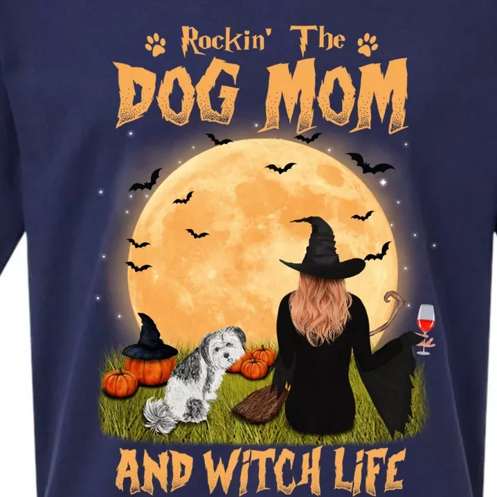 Rocking The Dog Mom And Witch Life Lhasa Apso Halloween Gift Sueded Cloud Jersey T-Shirt