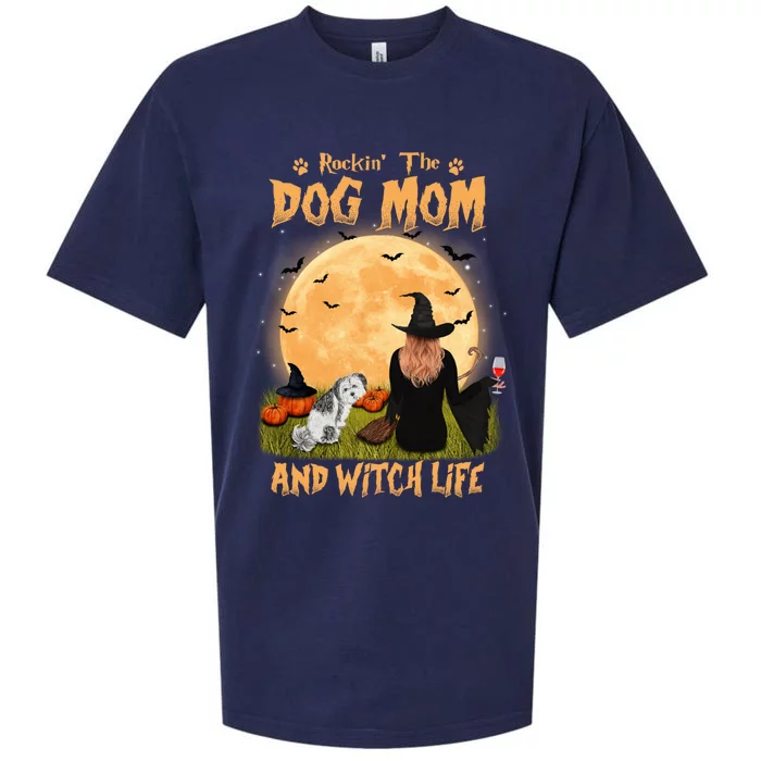 Rocking The Dog Mom And Witch Life Lhasa Apso Halloween Gift Sueded Cloud Jersey T-Shirt