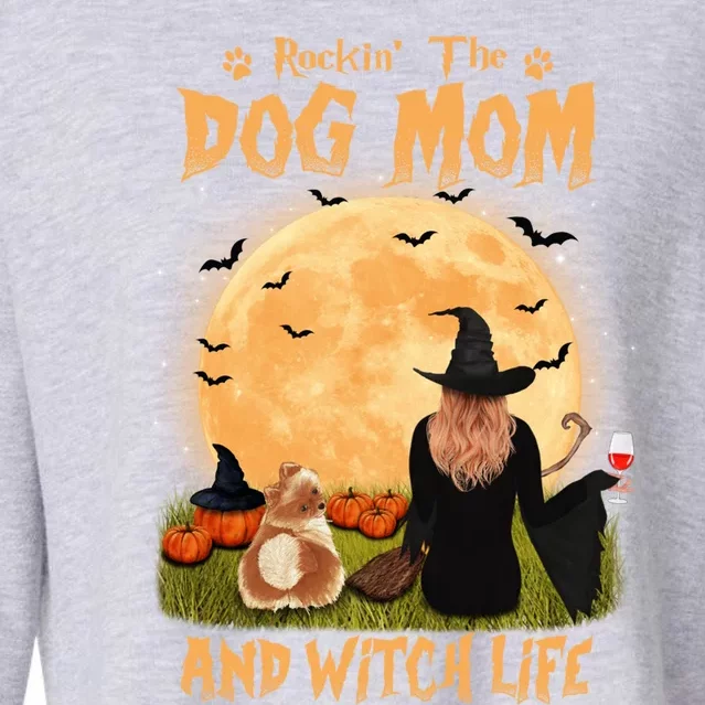 Rocking The Dog Mom And Witch Life Pomeranian Halloween Gift Cropped Pullover Crew