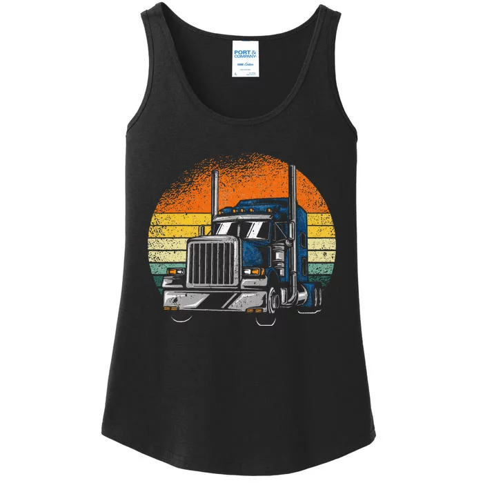 Retro Truck Driver Semi Trailer Truck Vintage Ladies Essential Tank