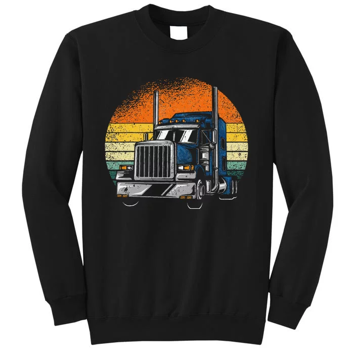 Retro Truck Driver Semi Trailer Truck Vintage Tall Sweatshirt