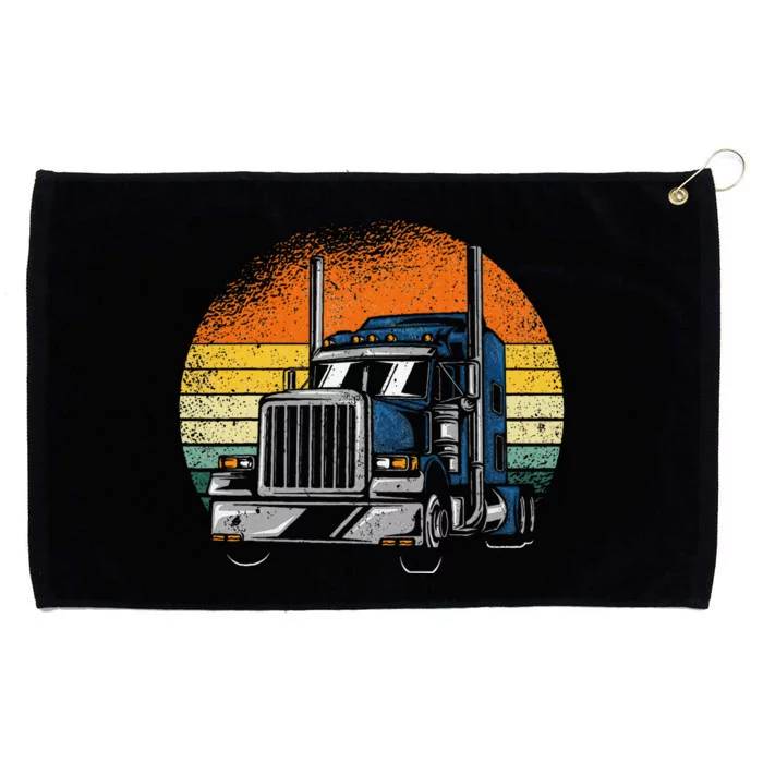 Retro Truck Driver Semi Trailer Truck Vintage Grommeted Golf Towel