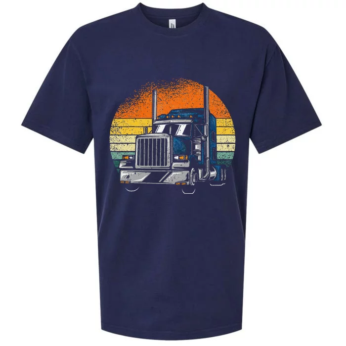 Retro Truck Driver Semi Trailer Truck Vintage Sueded Cloud Jersey T-Shirt