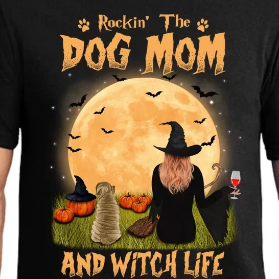 Rocking The Dog Mom And Witch Life Shar Pei Halloween Funny Gift Pajama Set