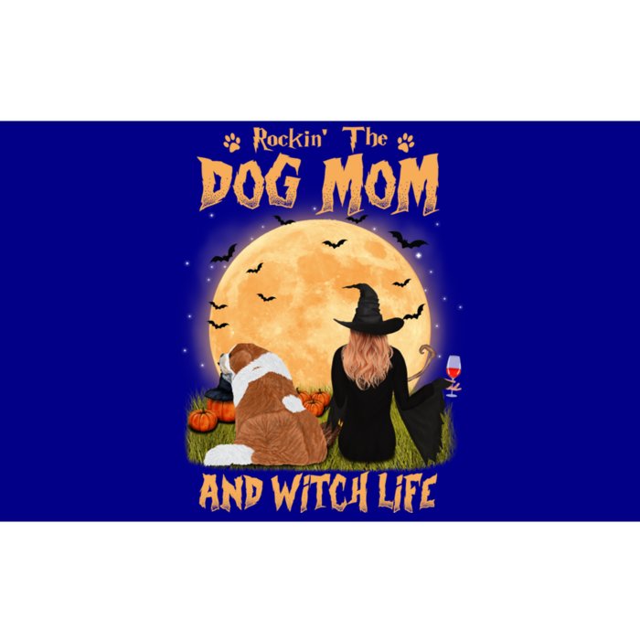 Rocking The Dog Mom And Witch Life St Bernard Halloween Gift Bumper Sticker